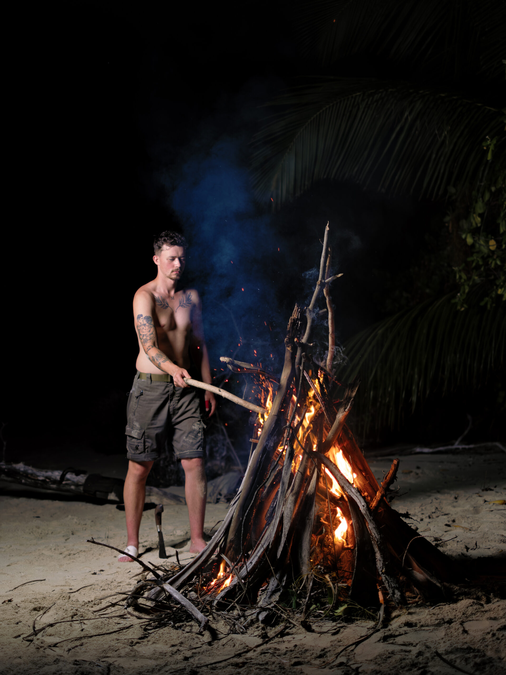 Fire making on a remote island