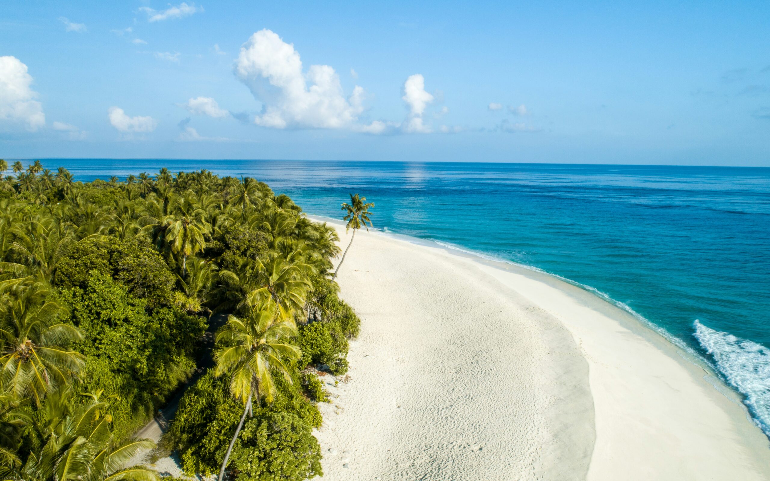 Desert island survival experience in Maldives aerial view